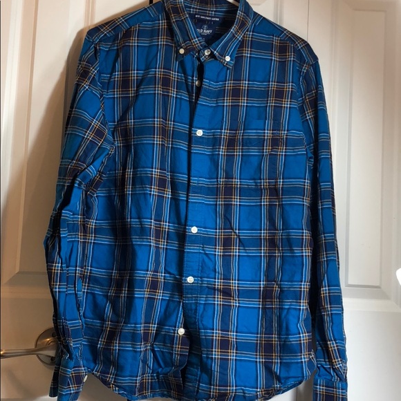 Old Navy Other - Old navy teal navy plaid flannel slim fit shirt